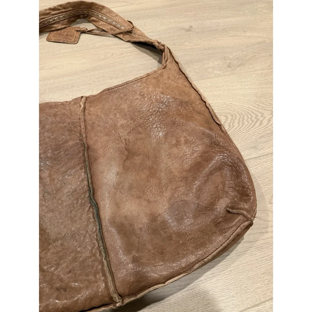 Olivia Harris Pillow Washed Lambskin Hobo Brown Boho Bag Purse Y2K‎ Leather VTG